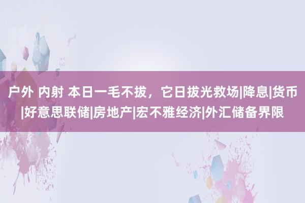 户外 内射 本日一毛不拔，它日拔光救场|降息|货币|好意思联储|房地产|宏不雅经济|外汇储备界限